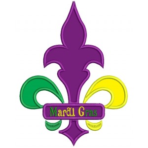 Mardi Gras Sign Fleur de lis Applique Machine Embroidery Design Digitized Pattern